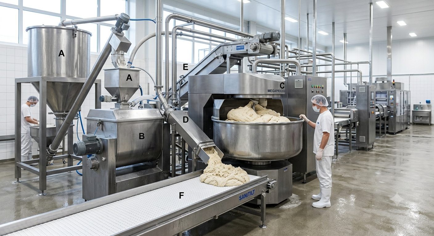 Nhóm thiết bị xử lý nguyên liệu thô và chuẩn bị bột